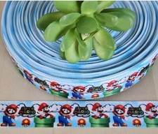 7/8" 1 YD Super Mario Grosgrain Ribbon Bowser Yoshi Character Gamer
