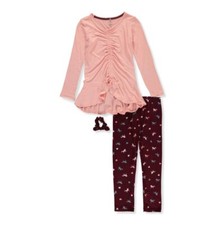 NWT 2-Piece Girls 10-12 Top w/ Printed Leggings Outfit BONUS WITH Scrunchie
