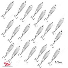 20pcs 1/2oz Fishing Spoons Hopkins style Hammered Chrome Silver Fish Lures 0.5oz