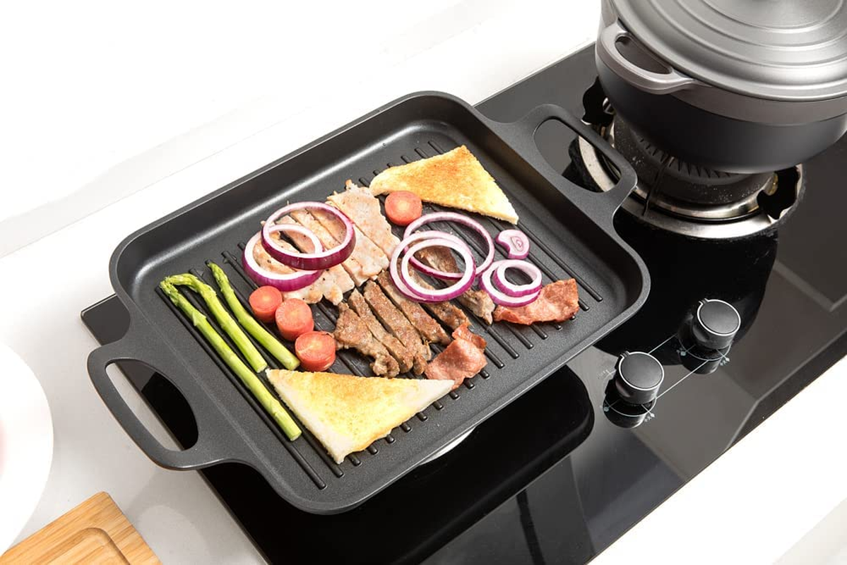 S·KITCHN Nonstick Grill Pan, Induction Stove Top Grill Plate, Grill Top