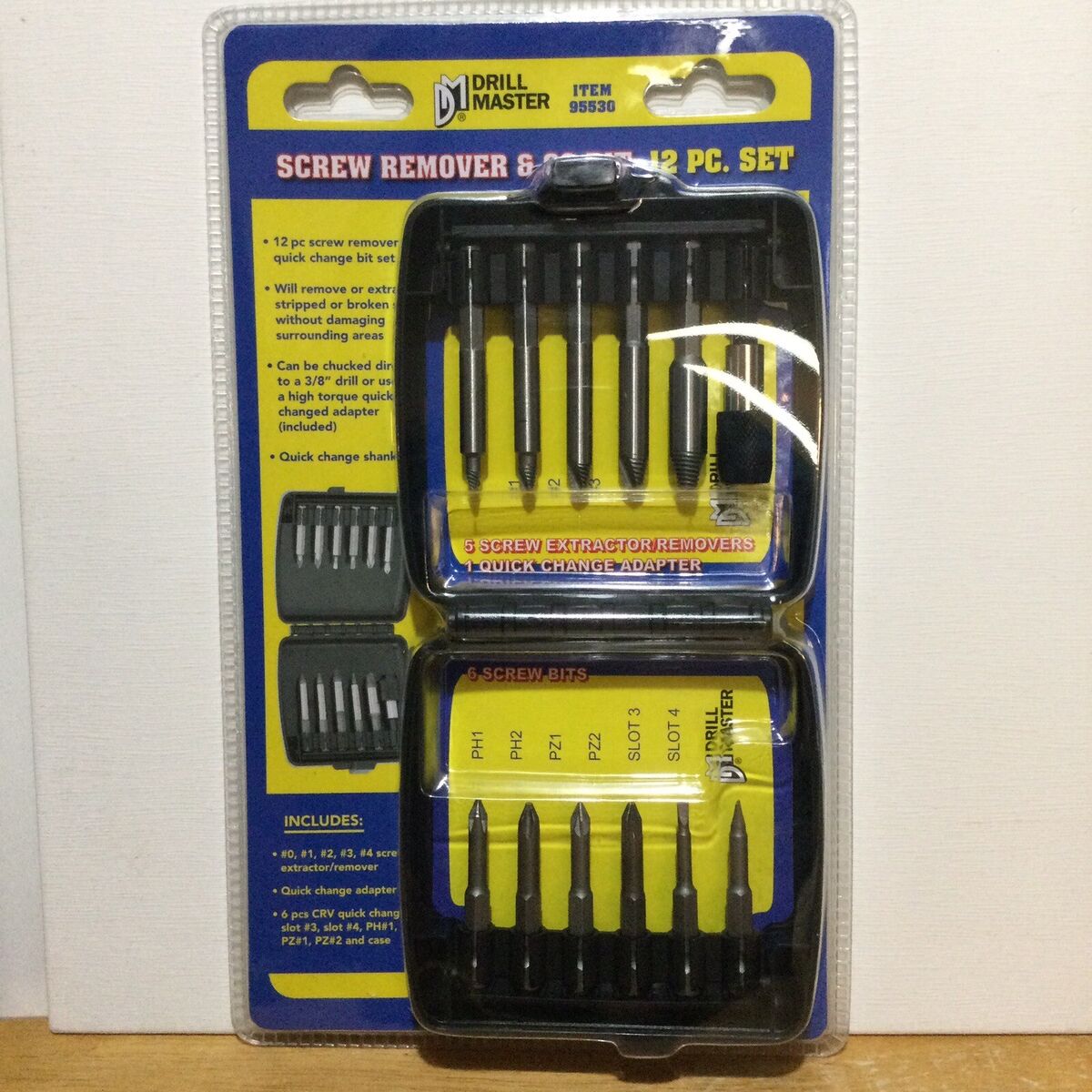 Screw Remover and Quick Change Bit Set, 12 Pc. Screw Remover and Quick Change Bit Set, 12 Pc.