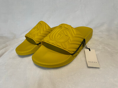 Gucci Slides Quilted GG Rubber Smile Yellow Model number 601041 JD600 7114