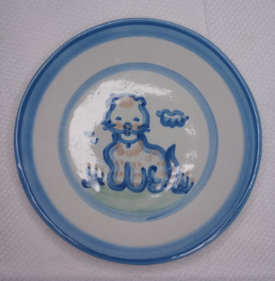 M A Hadley Pottery Stoneware CAT Plate 7.5 ''