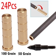 24 Heavy Weight Arrow Brass Inserts Base Archery ID6.2mm Arrow Shaft 50/100Grain