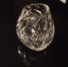 wertvolle alte Vase aus Kristall mit Schleuderstern-Dekor, seltene Dreiecksforn