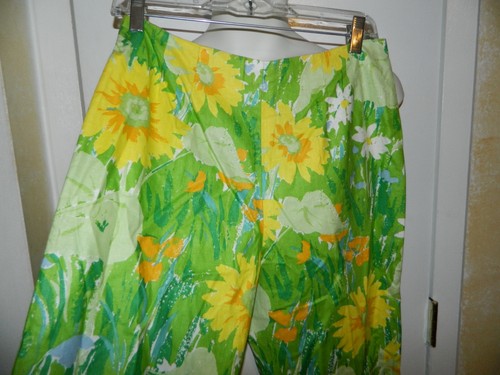 Vintage LA SHACK CESTARO Green yellow Floral Pants Size 14 - Picture 2 of 5