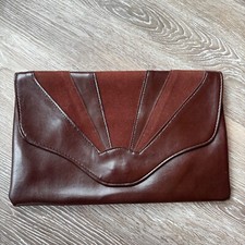Vintage Artcraft Brown Leather and Suede Envelope Clutch