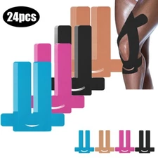 24Pcs Precut Kinesiology Tape for Knees Elastic Tape Knees Support Pain Relief