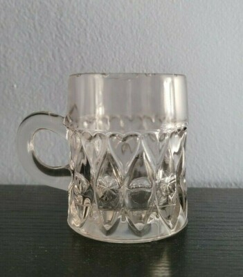 Clear Glass Child Size Mug EAPG Shuttle Heart Lock Laven Indiana Tumbler #29 Cup