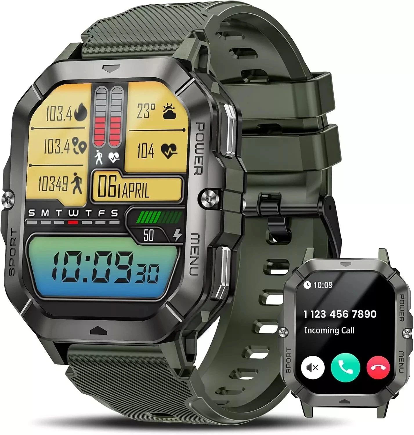 Military Smart Watches Bluetooth Call Answer/Make Call Waterproof Fitness Track
