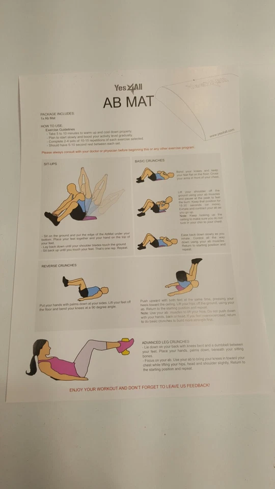 Yes4All Ab Exercise Mat G8Z2 Red Sit Up Pad, Abdominal & Core Trainer Mat, New - Image 4 of 4