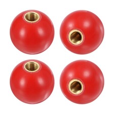 4Pcs Threaded Ball Knobs, M10 35mm Dia. Thermoset Phenolic Brass Handle Red