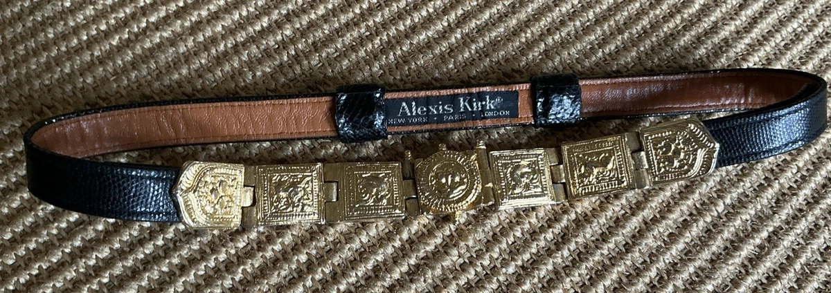 Vtg ALEXIS KIRK Red Snakeskin Belt w/ 2pc Gold/Silver Etruscan Style Buckle O/S m39546216138_1.jpg main image 3