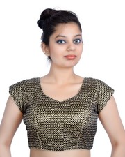 Bright Black Banarasi Readymade Choli Blouse For Saree And Lehenga