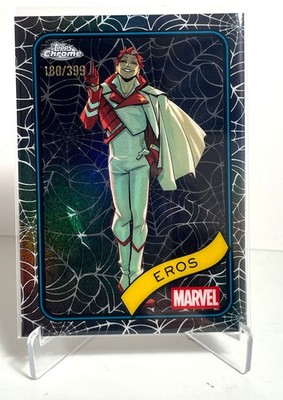 2025 Topps Chrome Marvel Eternals Eros Spider Web Refractor Limited to 399