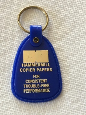 Vintage Hammermill Copier Paper Plastic Keychain, Office Supply Key Ring