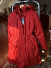 Universal Thread Red Water Resistant Faux Fur Hooded Long Parka Coat XS