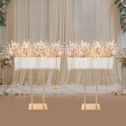 2-teiliges Gold Kristall Blumenständer Set für Hochzeiten, 90 x 70 cm rechteckiges Design