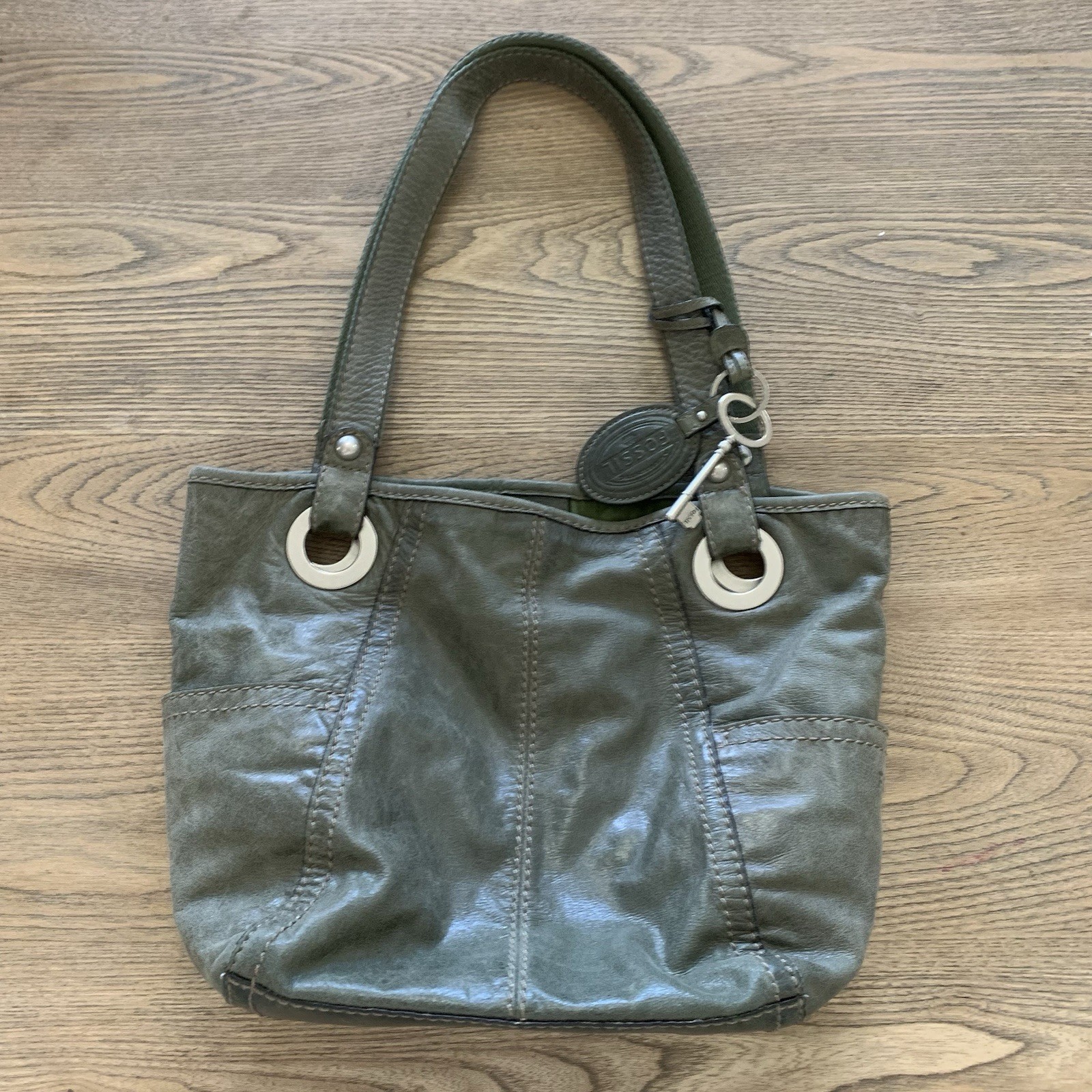 Fossil Leather Vintage Shoulder Purse Handbag Army Green Y2k