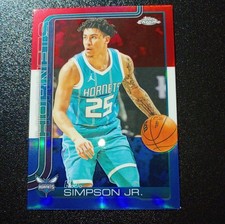 2025-26 TOPPS CHROME BASKETBALL K.J. SIMPSON JR HORNETS RED WHITE BLUE REFRACTOR
