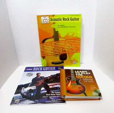 Guitar Books Learn to Play Acoustic & Electric Rock Guitar PB/HC X 3