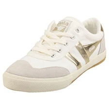 Gola Badminton Womens Casual Sneakers in White Gold
