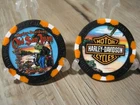 Genuine Harley Davidson Lizard Poker Chip - San Juan Puerto Rico - Black Orange