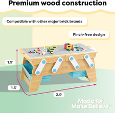 Building Bricks Play N Store Wooden Table, Children'S Toy Storage with Bins, ...