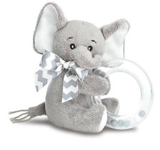 Bearington Baby Plush Lil Spout Elephant Shaker Toy Ring Rattle 5.5   T2 