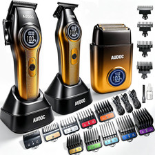 Professional Hair Clippers and Trimmers Set for Men Cordless Barber Kit Gold