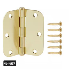 48-Pack 3-1/2 In. X 5/8 In. Radius Bright Brass Butt Door Hinge Value Pack
