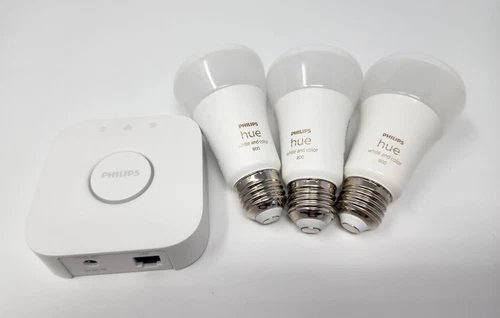 Philips Hue Smart Light Kit - Hue Bridge + 3 Hue White & Color 60W A19 LED Bulbs