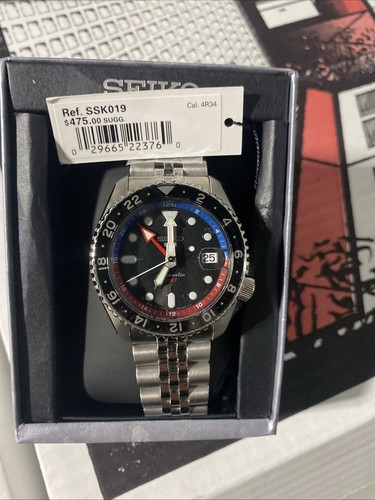 SEIKO 5 SSK019 GMT Steel Case/Bracelet Black Dial Date Automatic Sport Watch$475