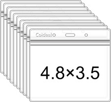 Clear Horizontal Badge Holder 12 Pack Waterproof ID Card Sleeves 4.8x3.5 in