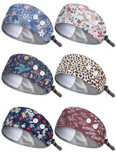 6 PC Satin Lined Scrub Caps Women Adjustable Tie Back Nurse Hat