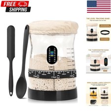 Large Capacity Sourdough Fermentation Jar - Clear Glass with Thermometer Band