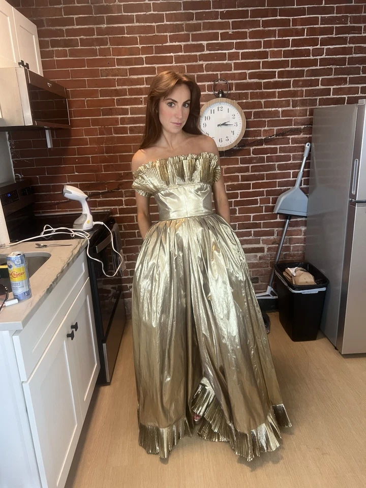 Vintage Victor Costa Gold Lamé Gown - XS/2 - Image 3 of 4