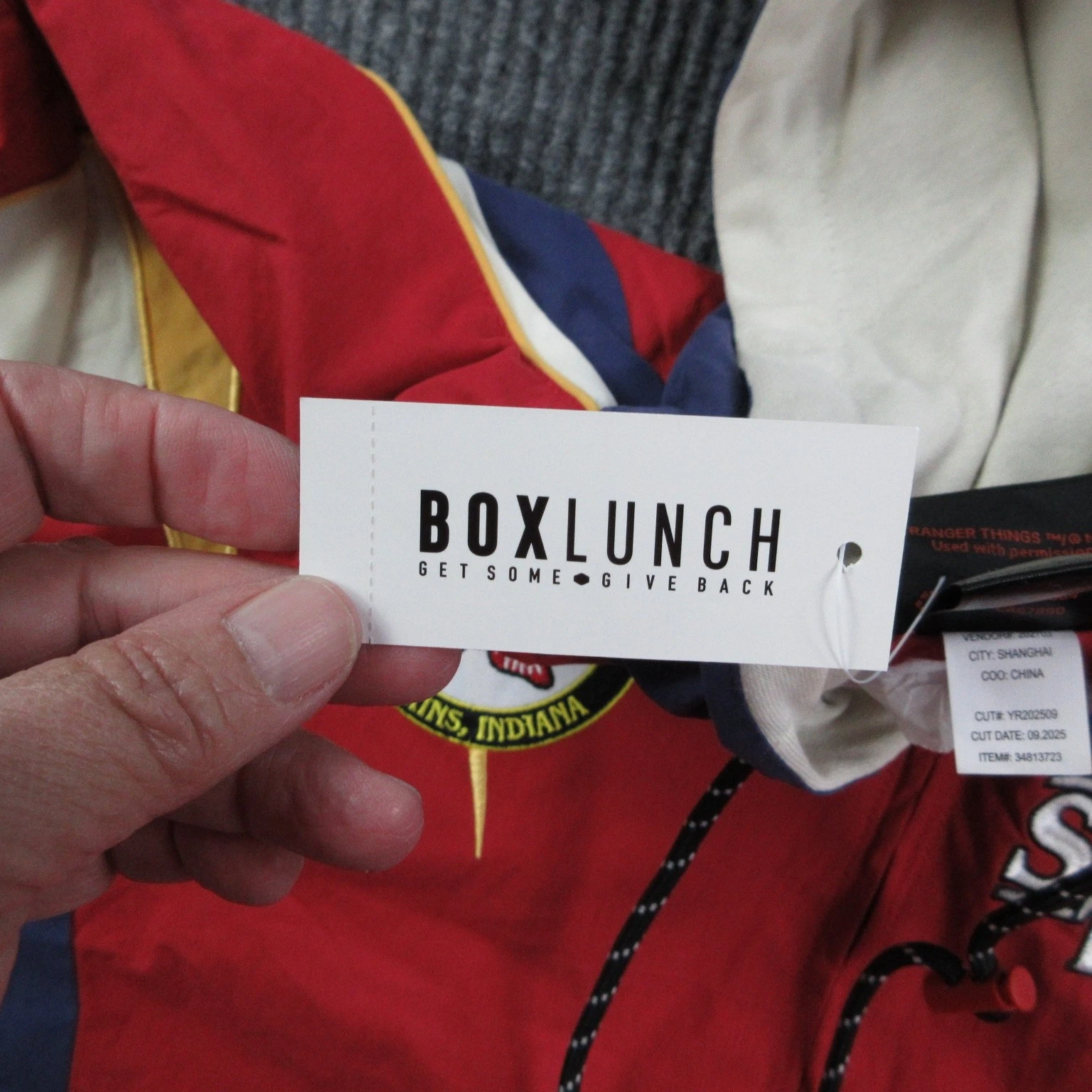 Stranger Things Jacket Mens S Red BoxLunch Windbreaker Hooded Lined Zip NWT image 15
