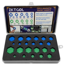 23PCS SAE and Metric Magnetic Socket Inserts Tool Set, 5/16" - 15/16", 8 - 21mm