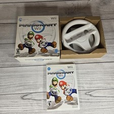 Mario Kart Wii - Nintendo Wii - Complete W Big Box & Wheel - Tested - Authentic