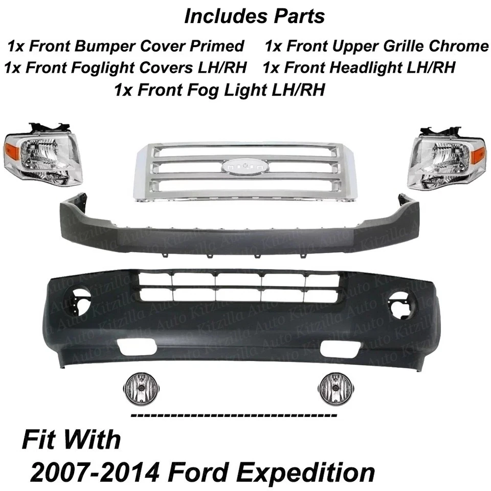 Front Bumper Cover & Grille Assembly For 2007-2014 Ford Expedition Foto 2 de 4