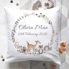 Personalised Baby Cushion, Nursery Decor- 1st Birthday, New Baby Keepsake Idea.