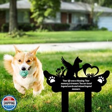 MDFUGEG Pet Grave Markers,Metal Pet Headstone for Lost Dog Sympathy Gift,Wate...