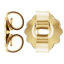 14k Yellow Gold Push On Screw Off Earring Back with 5.2 mm Pad Set of 2 