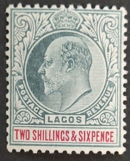 Lagos 1904 06 2s.6d. Green & Carmine Stamp Mh