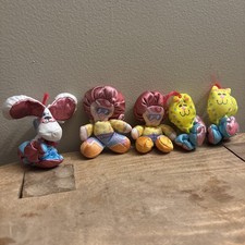 Vintage Fisher Price Smooshees Lot 1987 1980s 5 small Cat Dog Girl