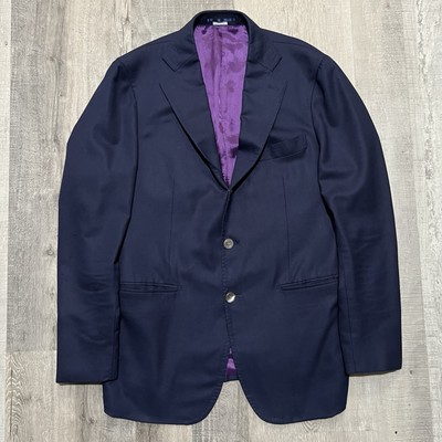 Atelier Munro Super 100s Blue/Purple Wool 3 Button Mens Blazer Sport Coat 42