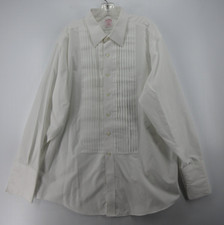 Brooks Brothers Shirt Men 18 White Tuxedo Bib Pleated Non Iron Regular Formal 