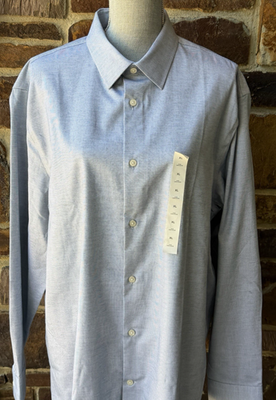NWT Banana Republic Mens Wrinkle Resistant Slim-Fit Dress Shirt Blue Size XL $75