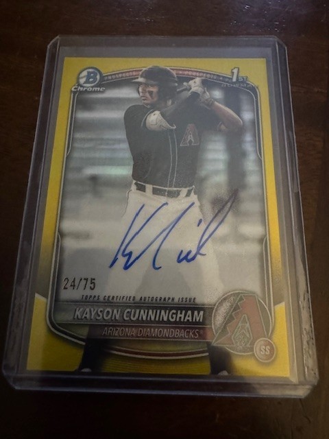 2025 Bowman Draft - Chrome Prospect Autographs Kayson Cunningham Yellow 24/75